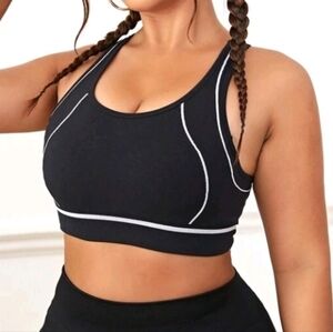 Black Contrast Binding Sports Bra